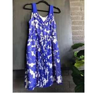 Blue and white floral pattern dress